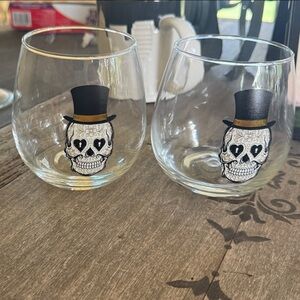 Skull Design Glass Tumblers - Set of 2